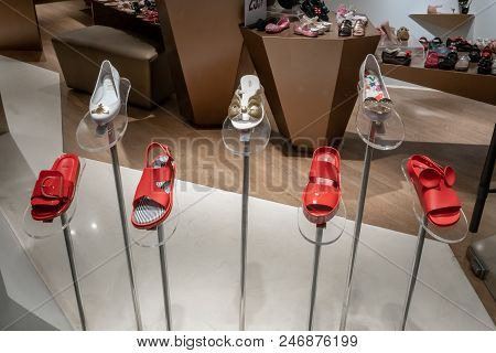 Melisa Shop At Central Rama 9, Bangkok, Thailand, Apr 30, 2018 : Luxury And Fashionable Footwear Bra