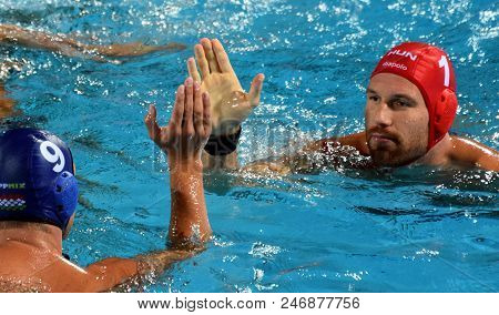 Budapest, Hungary - Jul 17, 2017. NAGY Viktor, hungarian waterpolo goalkeeper. FINA Waterpolo World Championship was held in Alfred Hajos Swimming Centre.