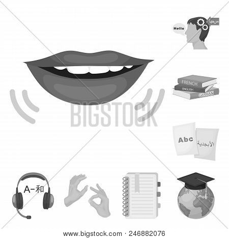 Translator And Linguist Monochrome Icons In Set Collection For Design. Interpreter Vector Symbol Sto