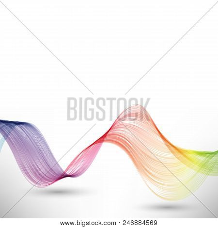 Color Wave With Shadow. Abstract Vector Image. Blue, Yellow, Green, Red.
