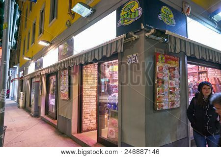 MILAN, ITALY - CIRCA NOVEMBER, 2017: entrance to shop in Milan.