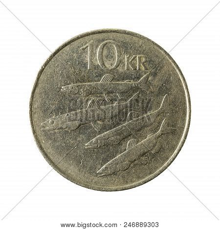 10 Icelandic Krona Coin (1984) Obverse Isolated On White Background