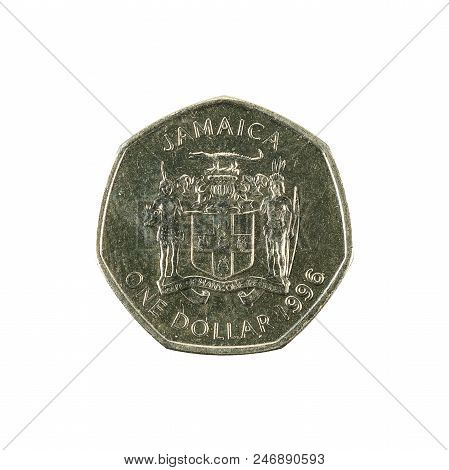 1 Jamaican Dollar Coin (1996) Obverse Isolated On White Background