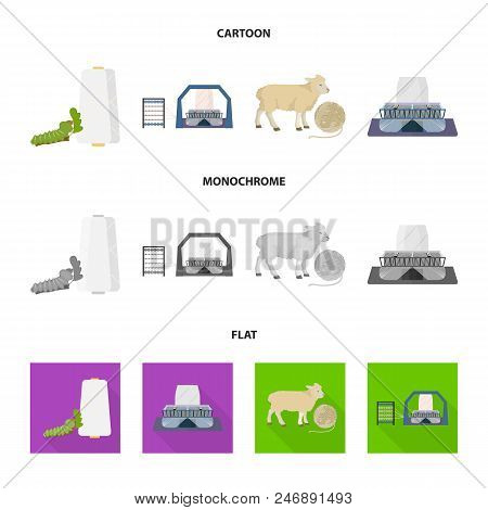 Cotton, Coil, Thread, Pest, And Other  Icon In Cartoon, Flat, Monochrome Style. Textiles, Industry G
