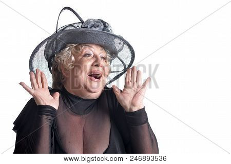 Gorgeous Mature Woman Posing Against White Background