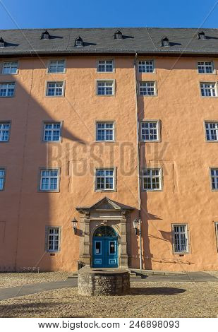 Door Of The Welfenschloss Castle In Hann. Munden, Germany