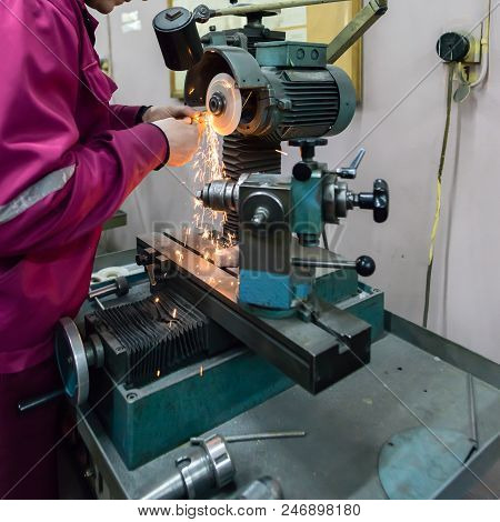 Heavy Industry Manufacturing Factory, Metal Processing Shop. Worksop With Machinery Tools And Equipm
