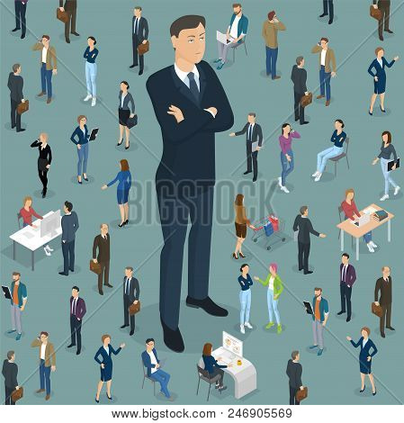 Businessman Big Boss Leader Office Abstract With A Background Of Isometric 3d Flat Design Vector Peo