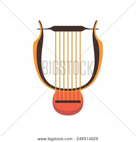 Ancient Lyre Musical Instrument Vector Illustration Isolated On A White Background.