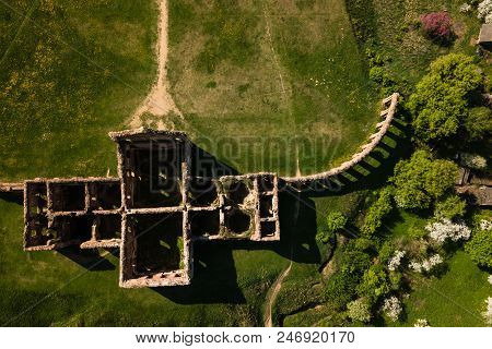 Aerial View Of Ruzhany Palace On Sunny Day, Belarusian Attraction, Belarus. Residence Of Sapieha