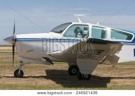 Lethbridge, Australia - November 23, 2014: Beech V35 Bonanza Single Engine Light Aircraft Vh-ddd.