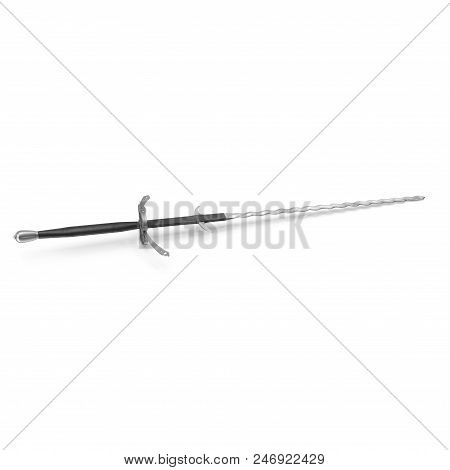 German Landsknecht Flamberge Sword On White Background. 3d Illustration