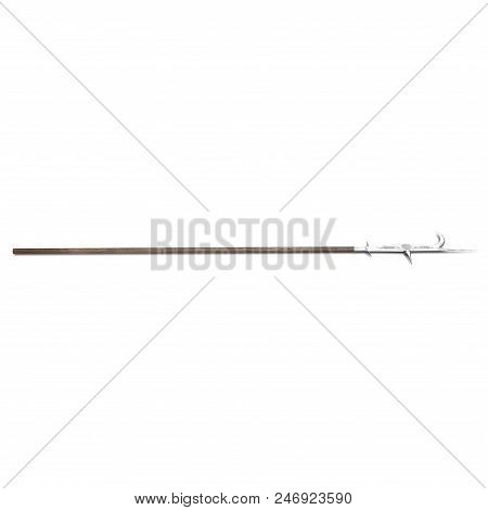 Guisarme Pole Weapon On White Background. Side View. 3d Illustration