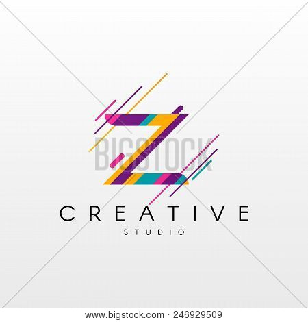 Letter Z Logo. Abstract Z Letter Design, Made Of Various Geometric Shapes In Color.