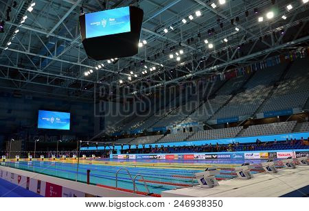 Budapest, Hungary - Jul 21, 2017. Inside The Duna Arena, The Home Of Swimming And Diving Competition