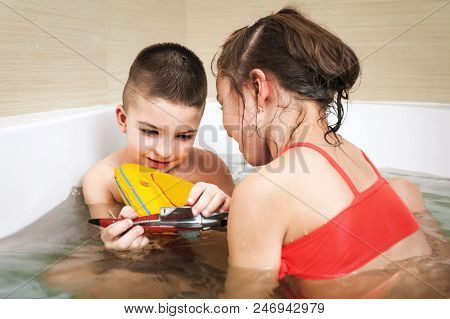 Little Brother And Sister Taking Bath