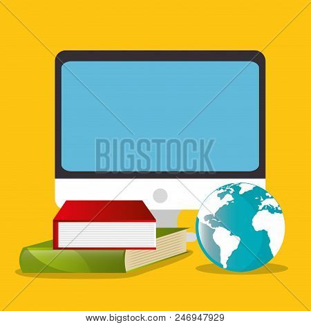 Electronic Learning With Computer Vector Illustration Design