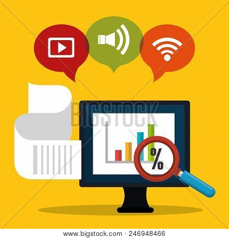 Electronic Commerce With Computer Vector Illustration Design