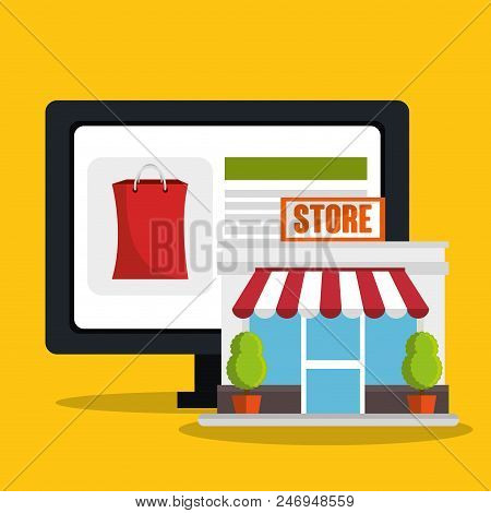 Electronic Commerce With Computer Vector Illustration Design