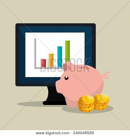 Electronic Commerce With Computer Vector Illustration Design