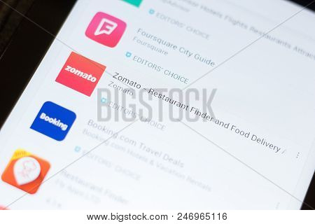 Ryazan, Russia - June 24, 2018: Zomato - Restaurant Finder And Food Delivery Icon On The List Of Mob