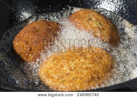Scotch Eggs Frying In Deep Fat, Keto Diet