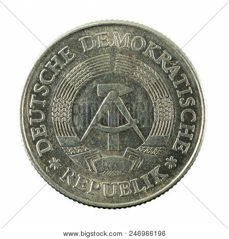 Historic 2 East German Mark Coin (1977) Reverse Isolated On White Background