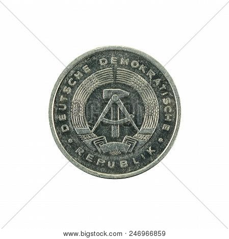 Historic 5 East German Pfennig Coin (1989) Reverse Isolated On White Background
