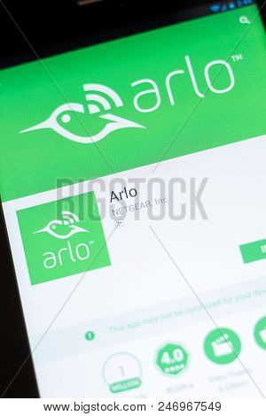 Ryazan, Russia - June 24, 2018: Arlo Mobile App On The Display Of Tablet Pc