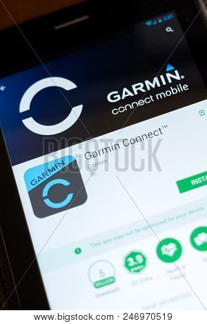 Ryazan, Russia - June 24, 2018: Garmin Connect Mobile App On The Display Of Tablet Pc