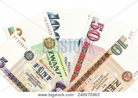 Heap Of East German Mark Bank Notes