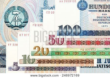 Heap Of East German Mark Bank Notes