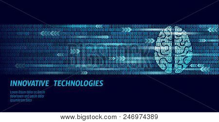Active Human Brain Artificial Intelligence Next Level Man Menthal Abilities. Big Data Binary Numbers