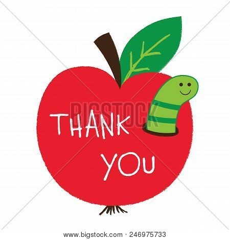 Thank You Teachers Day Card With An Apple And A Worm