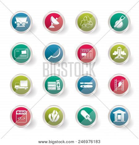 Business And Industry Icons Over Colored Background  - Vector Icon Set 2