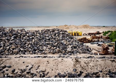Image Of Theconstruction  Site Where A New Island Is Forming