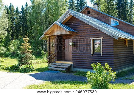 Country House With Windows Made Of Laminated Veneer Lumber.