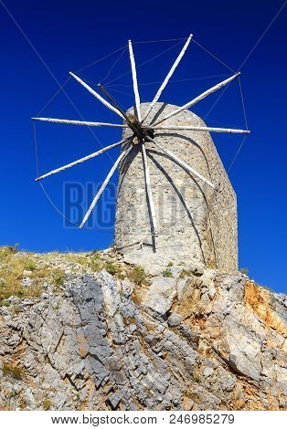 Ancient Water Mill On The Pass. Crete