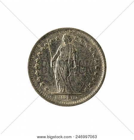 0,5 Wiss Franc Coin (1968) Reverse Isolated On White Background