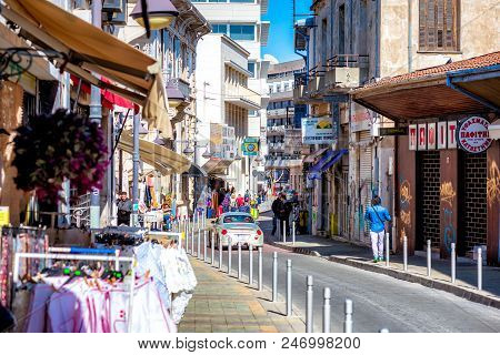 Ayia Napa, Cyprus - March 14, 2017: Scenic View Of Agiou Andreou Street