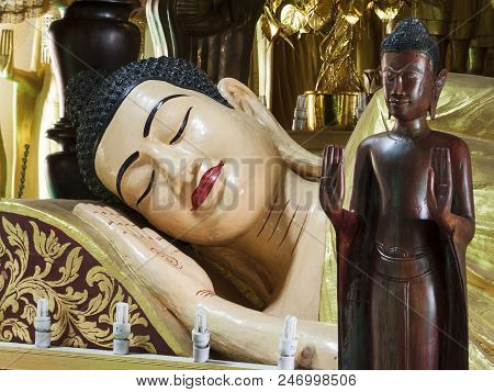 Phnom Penh, Cambodia - December 21, 2013: Wat Langka - Buddha Statue In Beautiful Buddhist Temple In