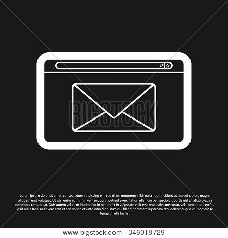 Black Mail And E-mail Icon Isolated On Black Background. Envelope Symbol E-mail. Email Message Sign.