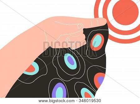 Hand Pointing To Target - Business Goal Achievements Metaphor, Flat Cartoon Vector Illustration Isol