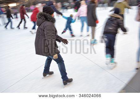 Skating On The Ice Rink.