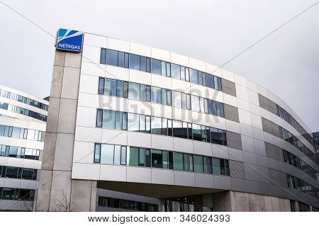 Prague, Czech Republic - March 9 2018: Net4Gas Company Logo On Headquarters Building On March 9, 201