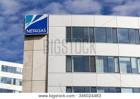 Prague, Czech Republic - March 9 2018: Net4Gas Company Logo On Headquarters Building On March 9, 201