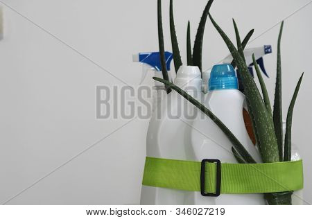 The Concept Of Eco-friendly Natural Detergents. Detergents And Cleaning Products In Conjunction With
