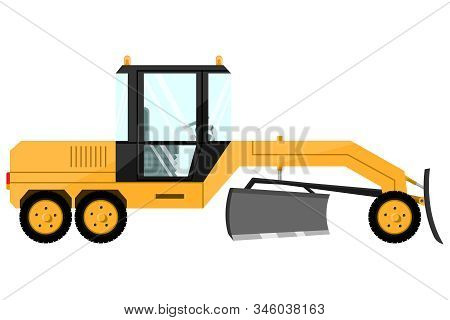 Grader. Design Of A Cool Large New Construction Equipment In Yellow.