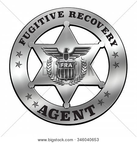 Metallic Fugitive Recovery Agent Badge Shield With Eagle