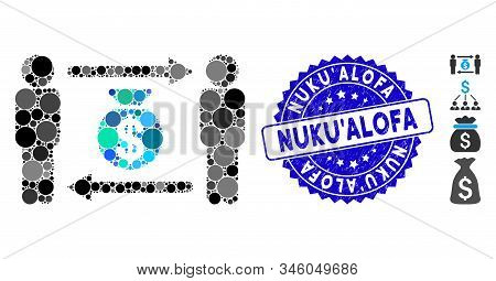 Mosaic Persons Exchange Money Bag Icon And Grunge Stamp Seal With Nukualofa Text. Mosaic Vector Is F